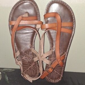 Time and Tru Brown and Tan Sandals